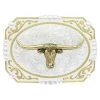 Montana Belt Buckle "Two-tone Cowboy Cameo With Longhorn" 25815-767 -Botas Guadalajara Shop 25815 767