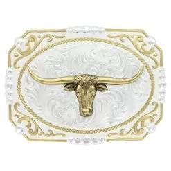 Montana Belt Buckle "Two-tone Cowboy Cameo With Longhorn" 25815-767