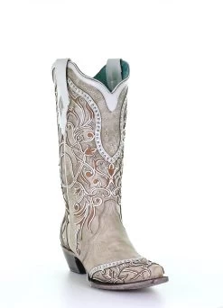 Women’s Corral Boots Snip Toe A3837 White Inlay & Embroidery -Botas Guadalajara Shop 2C9973FF 3F8F 46BA BB80 0AF2DABD4A67