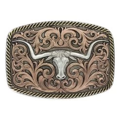 Montana Belt Buckle "Tri-Color Champion Texas Longhorn" 33010TRI