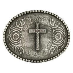 Montana Attitude Belt Buckle "Floral Cross Classic Antiqued" 61013