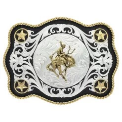 Montana Belt Buckle "Scalloped Sheridan Style With Bronc Rider" 61360-422