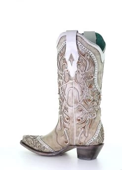 Women’s Corral Boots Snip Toe A3837 White Inlay & Embroidery -Botas Guadalajara Shop 90F0B579 E555 4B6F 9390 93B8FC840241
