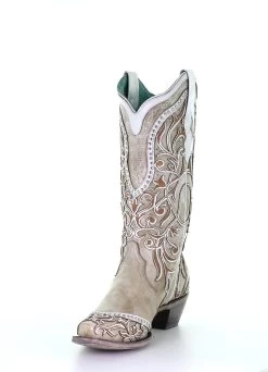 Women’s Corral Boots Snip Toe A3837 White Inlay & Embroidery -Botas Guadalajara Shop 9A648BC2 3CF6 4981 868B 505129332ADD