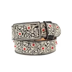 Cinto Negro Piteado Con Flores