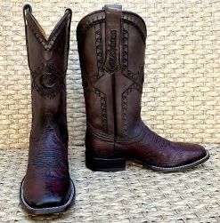 Bota Cuadra Wide Square Toe Smooth Ostrich 3Z01AB - Black Cherry