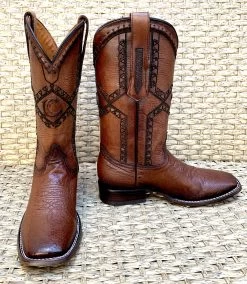 Bota Cuadra Wide Square Toe Boots Smooth Ostrich 3Z01AB - Flame Choco