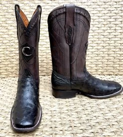 Bota Cuadra Wide Square Toe Ostrich 3Z1OA1 - Black