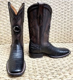 Bota Cuadra Wide Square Toe Fuscus Caiman Belly 3Z1OFY - Black