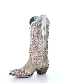 Women’s Corral Boots Snip Toe A3837 White Inlay & Embroidery -Botas Guadalajara Shop FEB378DA 6062 4BA1 A07D D7C9E0296BC4