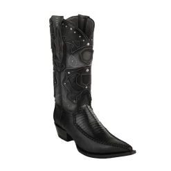 King Exotic H95 3x Toe Lizard Stitched - Black