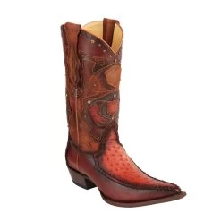 King Exotic H95 3x Toe Ostrich Stitched - Cognac