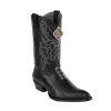 King Exotic H98 J-Toe Ostrich Leg - Black -Botas Guadalajara Shop KE J Toe Ostrich Leg Black 980505