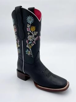 Midwest Women's Square Toe Boot ROS-1039 - Grasso Black