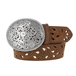 Tony Lama C50029 "Pierced Filigree Trophy" Women's Belt - Aged Bark