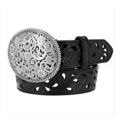 Tony Lama C50023 "Pierced Filigree Trophy" Women's Belt - Black